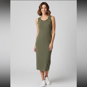 Marine Layer Lexi Daytime Ribbed striped Sleeveless midi dress size XL